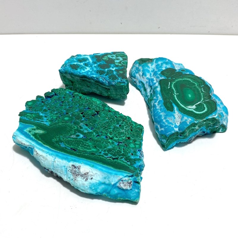 3 Pieces High Quality Chrysocolla Mixed Malachite Slab Specimen 7 - Wholesale Crystals
