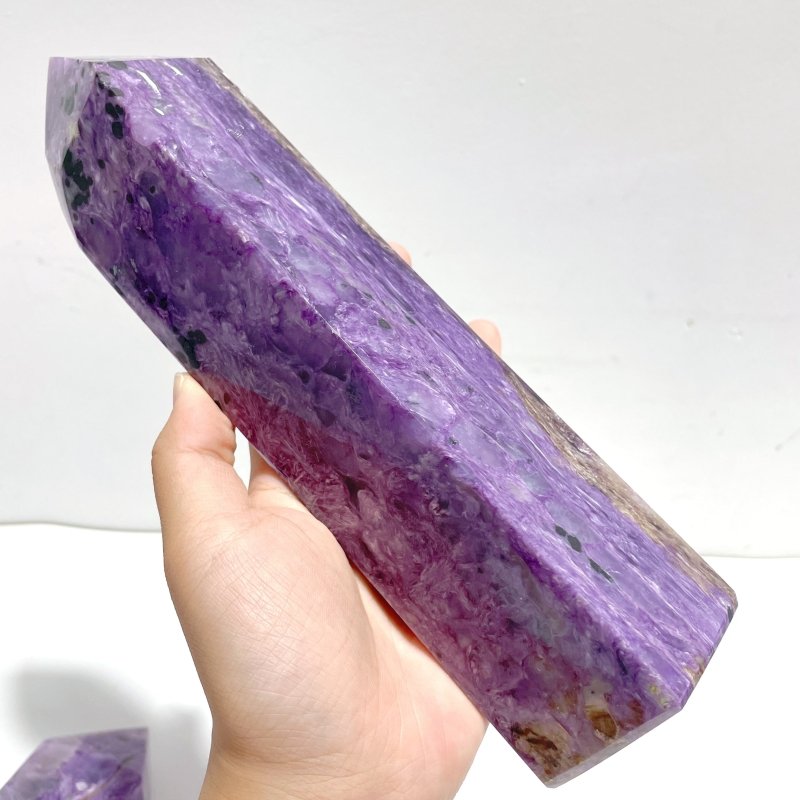 3 Pieces Large Charoite Four - sided Tower Point - Wholesale Crystals