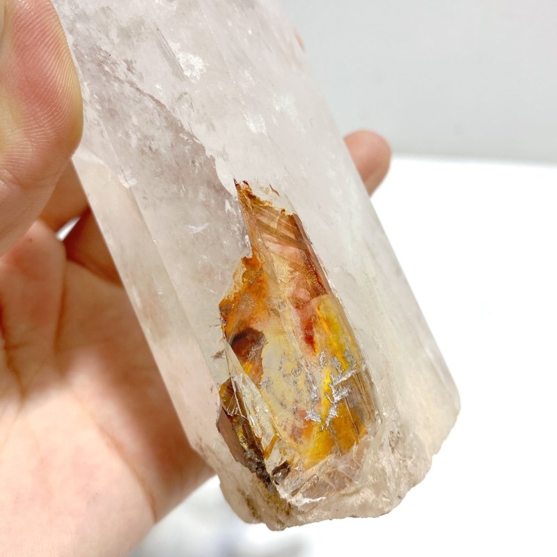 3 Pieces Large Clear Quartz Point Raw Bottom With Stand 2 - Wholesale Crystals