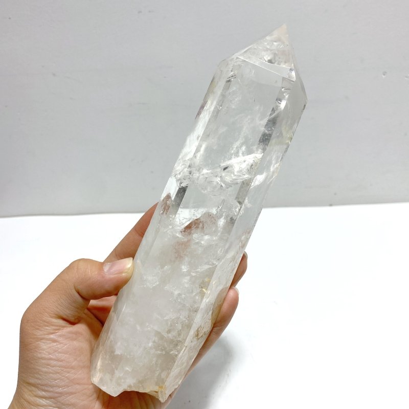 3 Pieces Large Clear Quartz Point Raw Bottom With Stand 2 - Wholesale Crystals