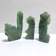 3 Pieces Large Natural Prehnite Tower Raw Side - Wholesale Crystals
