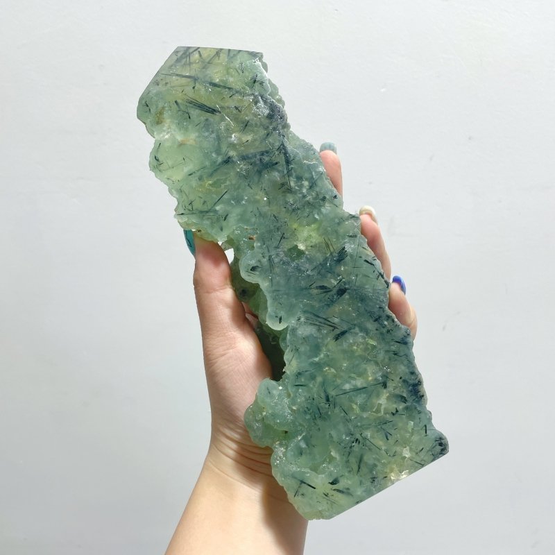 3 Pieces Large Natural Prehnite Tower Raw Side - Wholesale Crystals