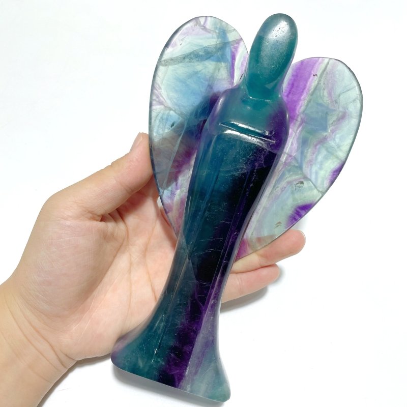 3 Pieces Large Rainbow Fluorite Angel Carving - Wholesale Crystals