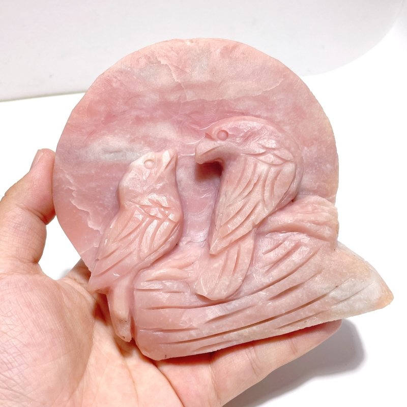 3 Pieces Pink Opal Bird Carving - Wholesale Crystals