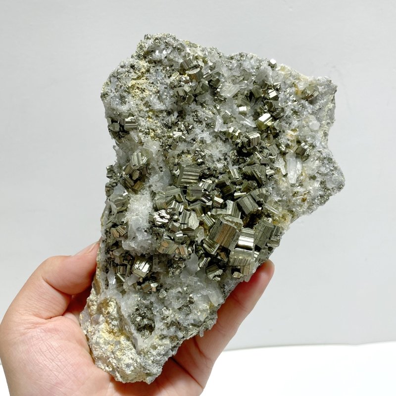 3 Pieces Pyrite Mixed Clear Quartz Cluster Specimen For Collection - Wholesale Crystals