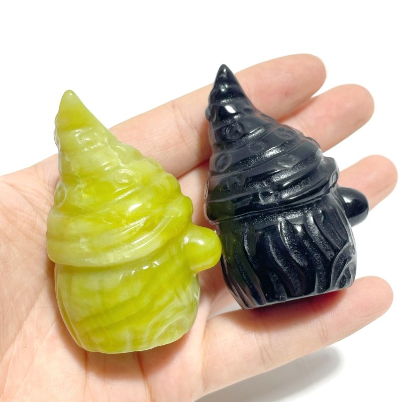 3 Types Halloween Gnome Carving Wholesale Obsidian Fluorite Tree Jasper - Wholesale Crystals
