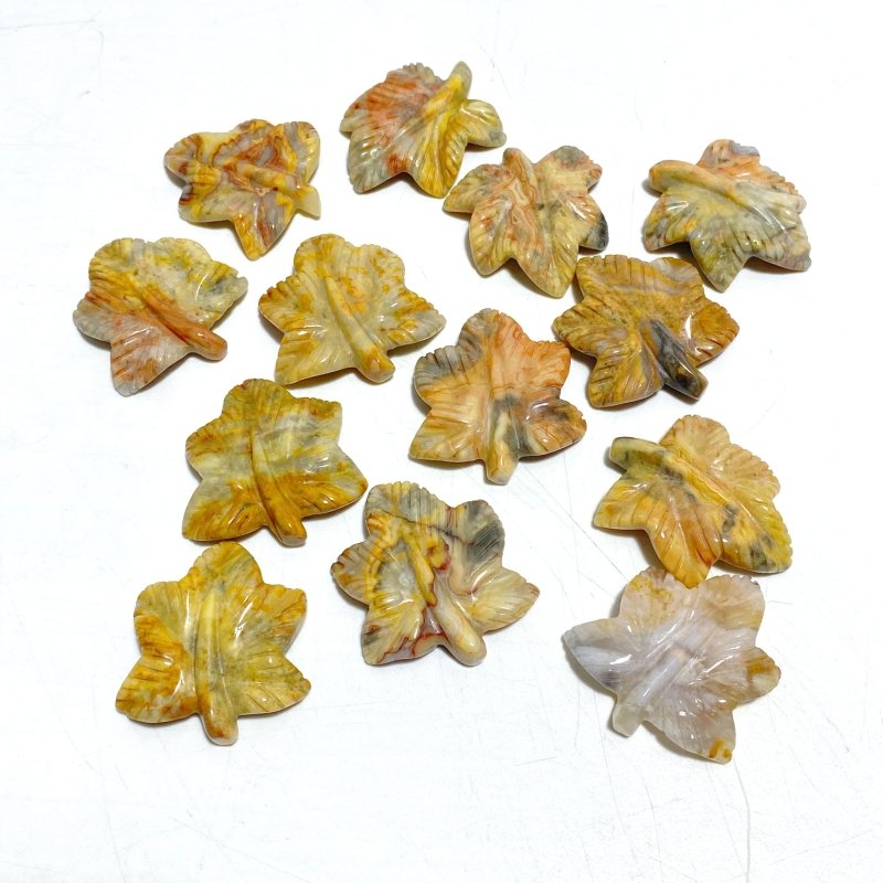 3 Types Mini Maple Leaves Carving Wholesale Sakura Flower Agate Crazy Agate - Wholesale Crystals