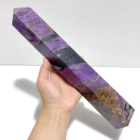 33.7CM Large Charoite Four - sided Tower For Collection A02 - Wholesale Crystals