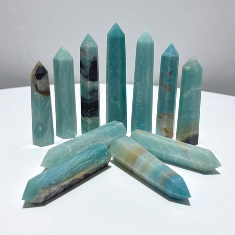 3.5 - 5.1in Caribbean Calcite Towers Wholesale - Wholesale Crystals