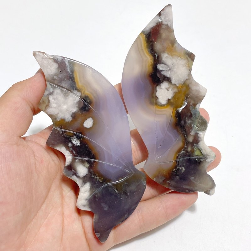 4 Pairs Flying Dragon Wing With Stand Pink Agate Ocean Jasper - Wholesale Crystals