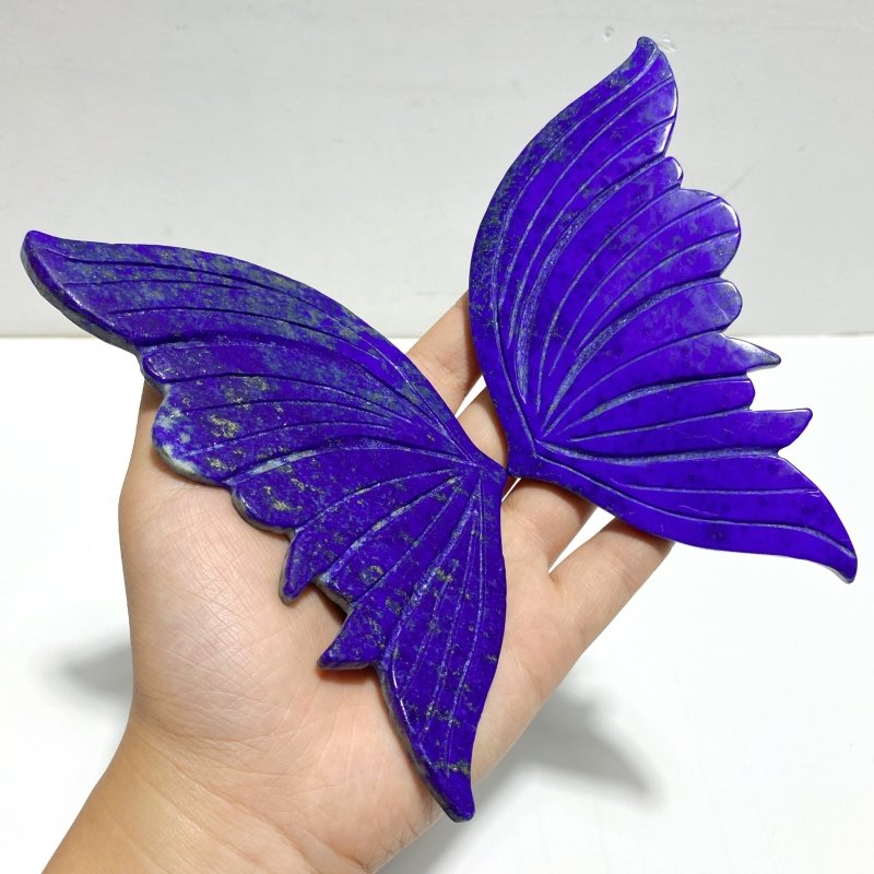 4 Pairs Lapis Lazuli Butterfly Wing Carving With Stand - Wholesale Crystals