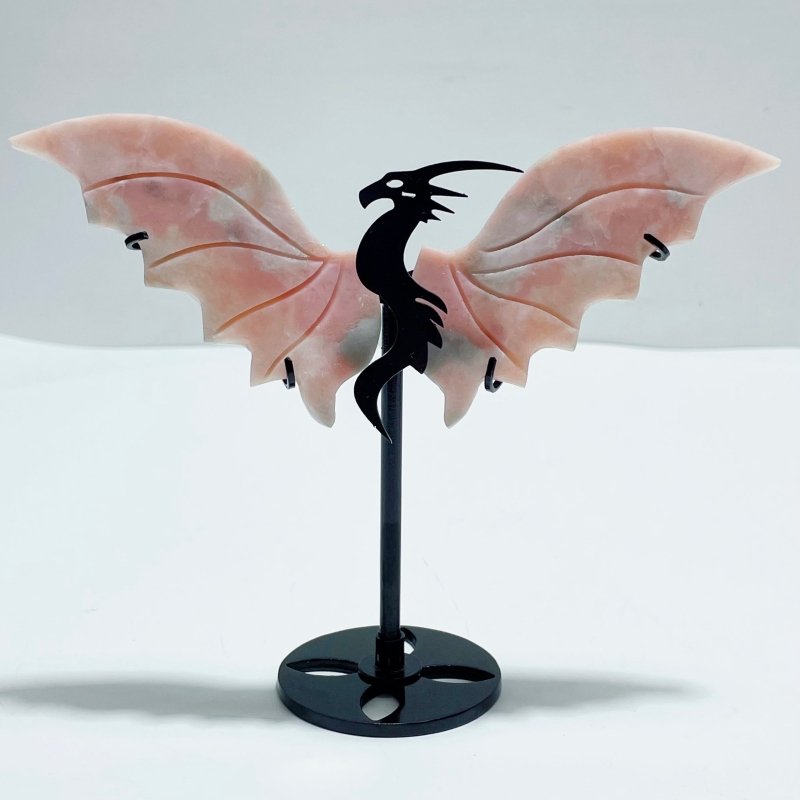4 Pairs Pink Opal Flying Dragon Wing With Stand - Wholesale Crystals