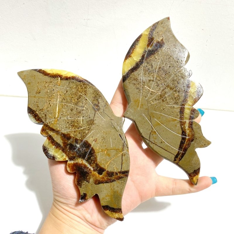 4 Pairs Septarian Butterfly Wing Carving With Stand 1 - Wholesale Crystals