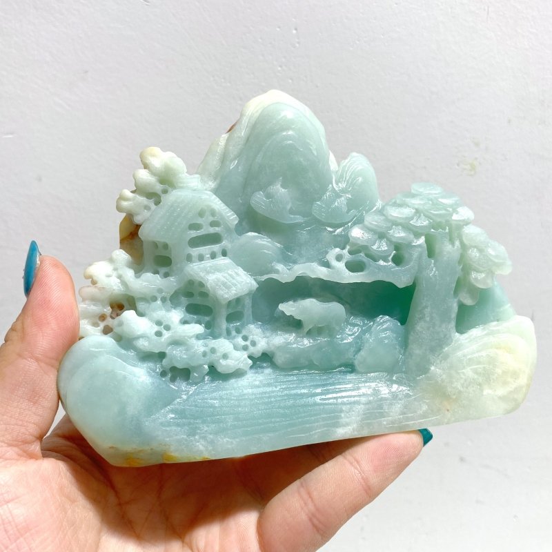 4 Pieces Beautiful Caribbean Calcite Landscape Pavilion Carving 7 - Wholesale Crystals