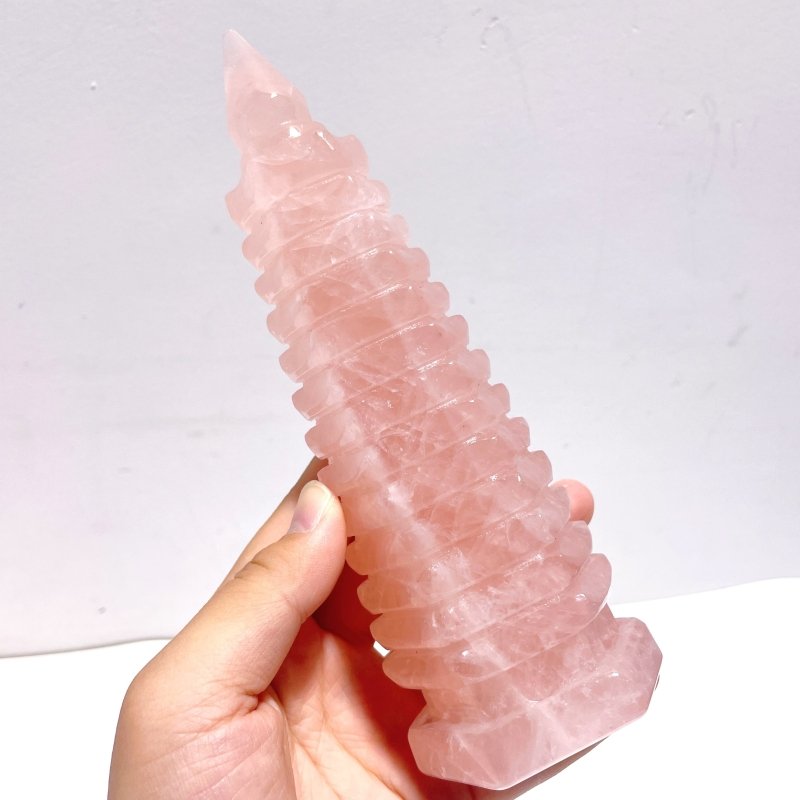 4 Pieces Beautiful Rose Quartz Wenchang Tower 13 - level Pagoda - Wholesale Crystals