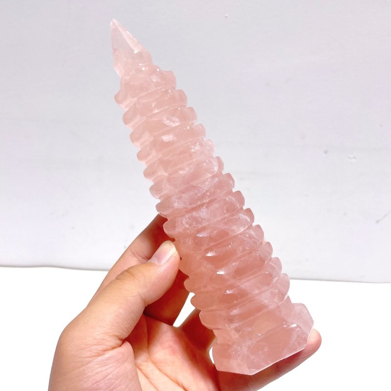 4 Pieces Beautiful Rose Quartz Wenchang Tower 13 - level Pagoda - Wholesale Crystals