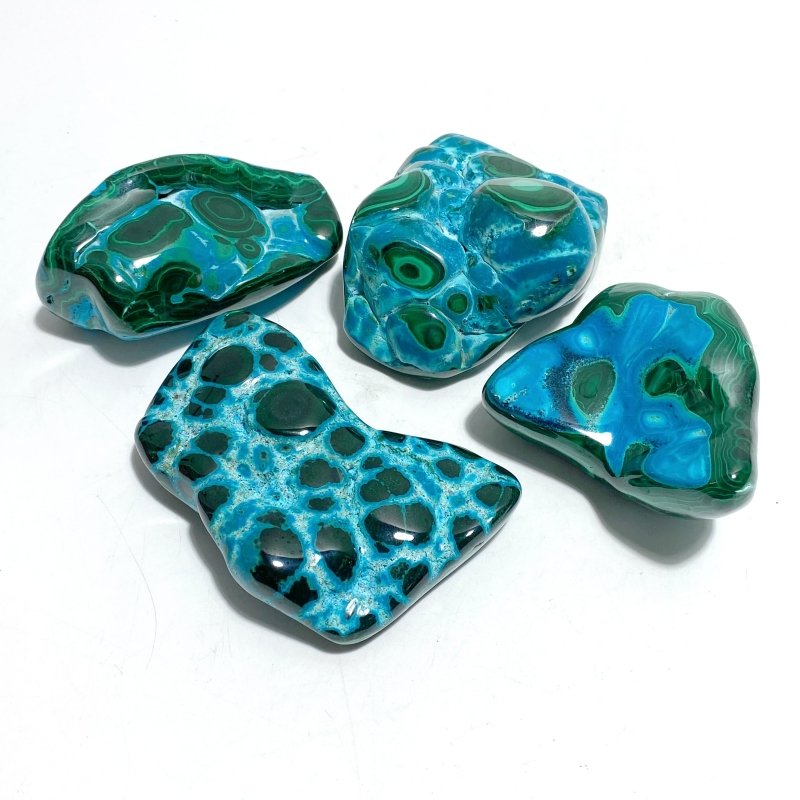 4 Pieces High Quality Beautiful Polished Chrysocolla Mixed Malachite Free Form 2 - Wholesale Crystals