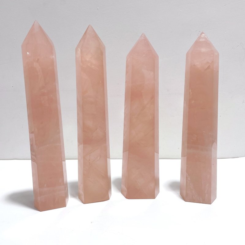 4 Pieces High Quality Large Madagascar Rose Quartz Tower Points - Wholesale Crystals