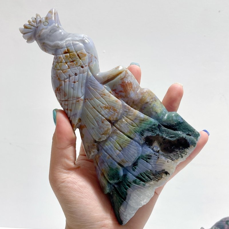 4 Pieces Ocean Jasper Peacock Peafowl Carving - Wholesale Crystals