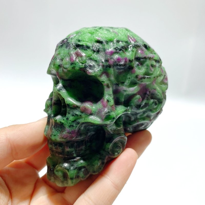 4 Pieces Ruby Zoisite Skull Carving - Wholesale Crystals