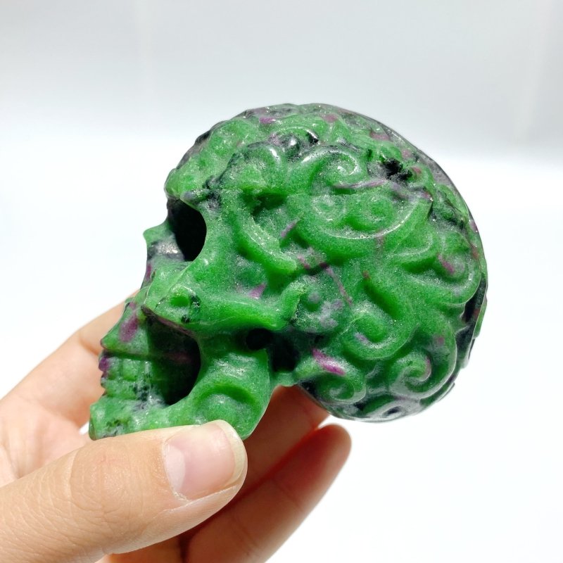 4 Pieces Ruby Zoisite Skull Carving - Wholesale Crystals