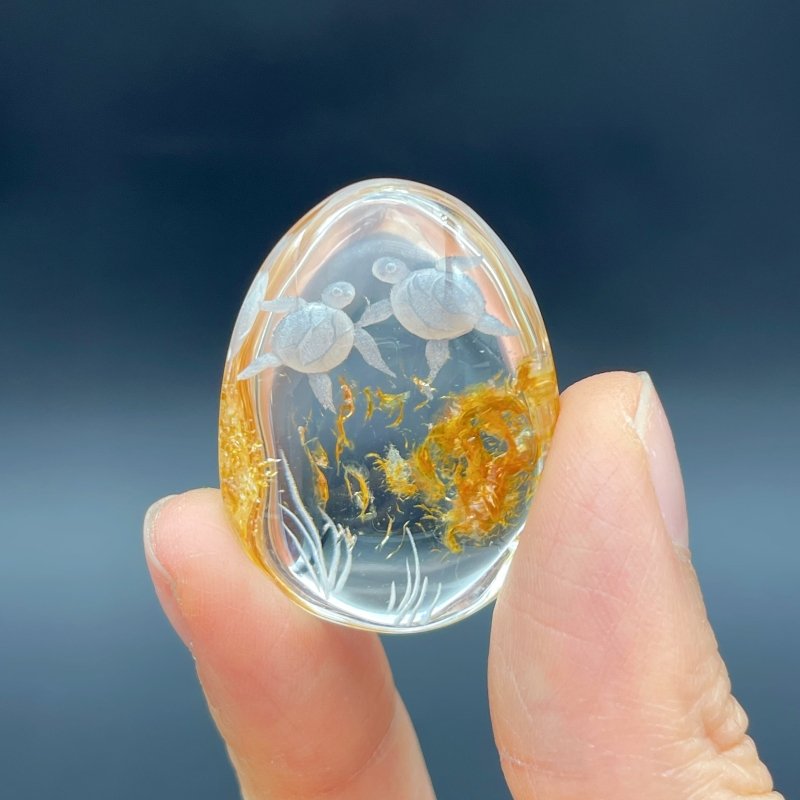 4 Pieces Sea Turtle Garden Quartz Inner Scene Carving -Wholesale Crystals