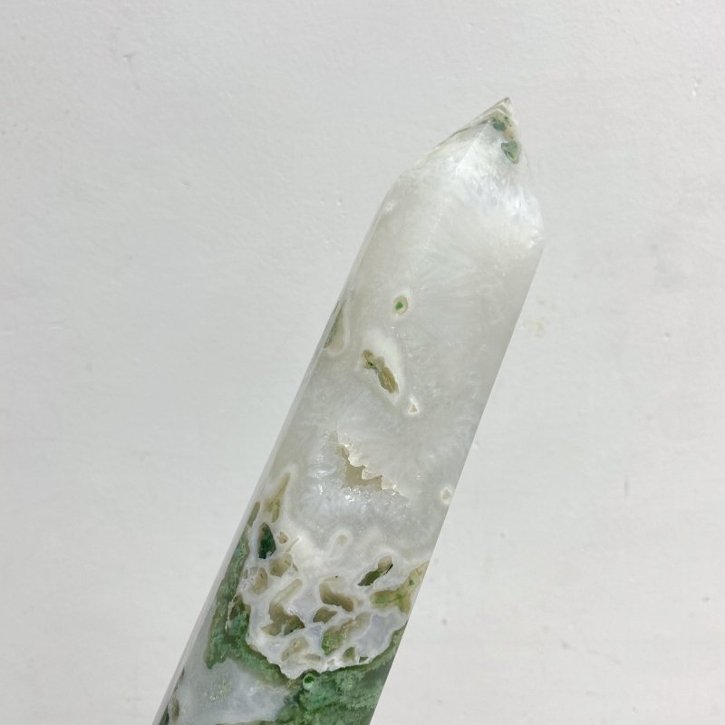 4 Pieces Tall Green Moss Agate Points -Wholesale Crystals