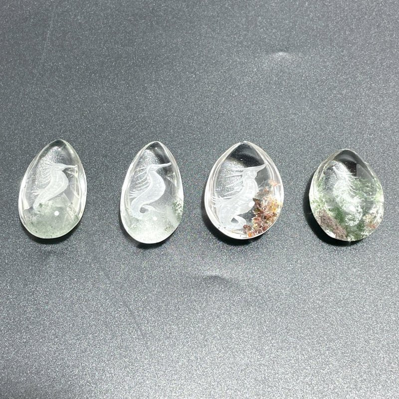 4 Pieces Unique Seahorse Garden Quartz Inner Scene Carving - Wholesale Crystals