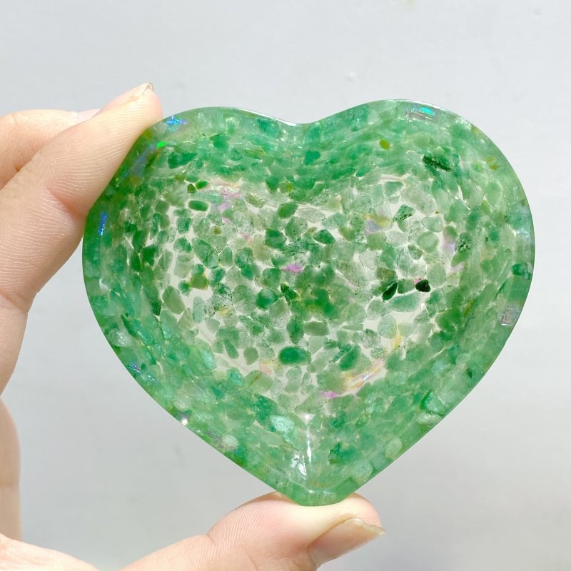 40 Pieces Different Materials Gravel Chips Mixed Heart Shape Bowl Carving - Wholesale Crystals