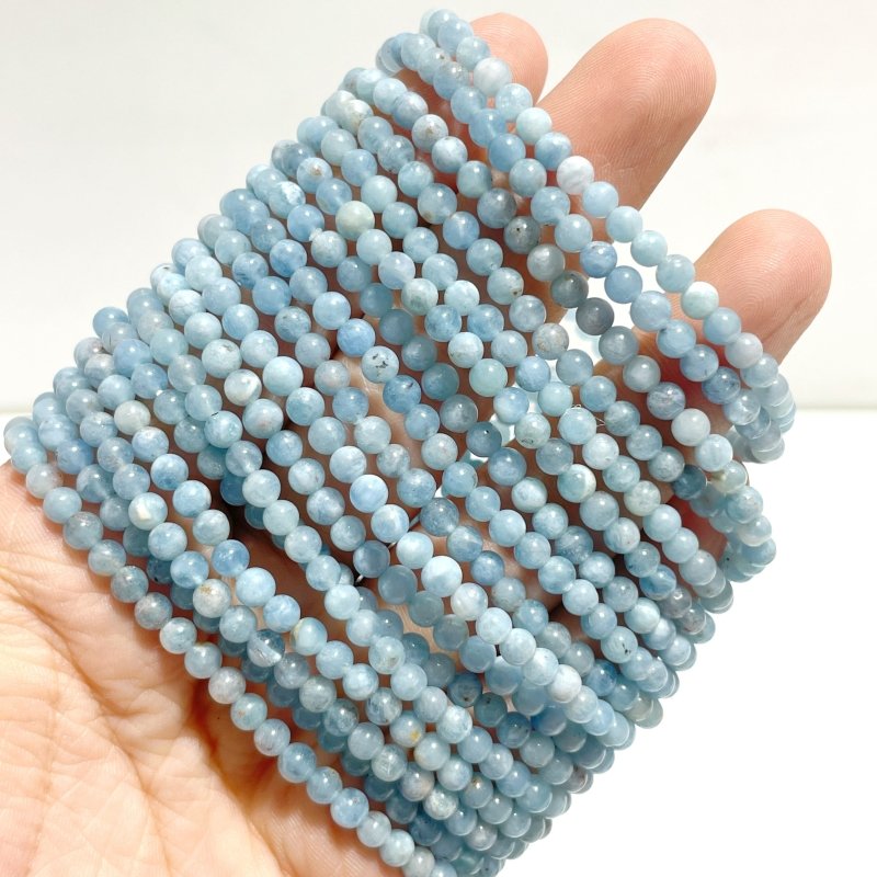 42 Pieces Mini Beads 4mm Aquamarine Bracelets - Wholesale Crystals