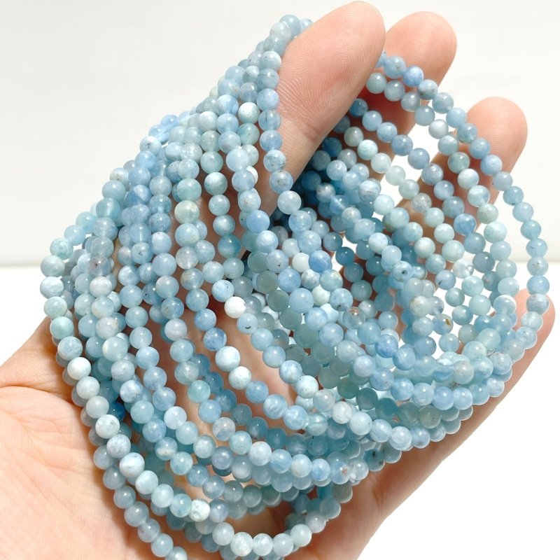 42 Pieces Mini Beads 4mm Aquamarine Bracelets - Wholesale Crystals