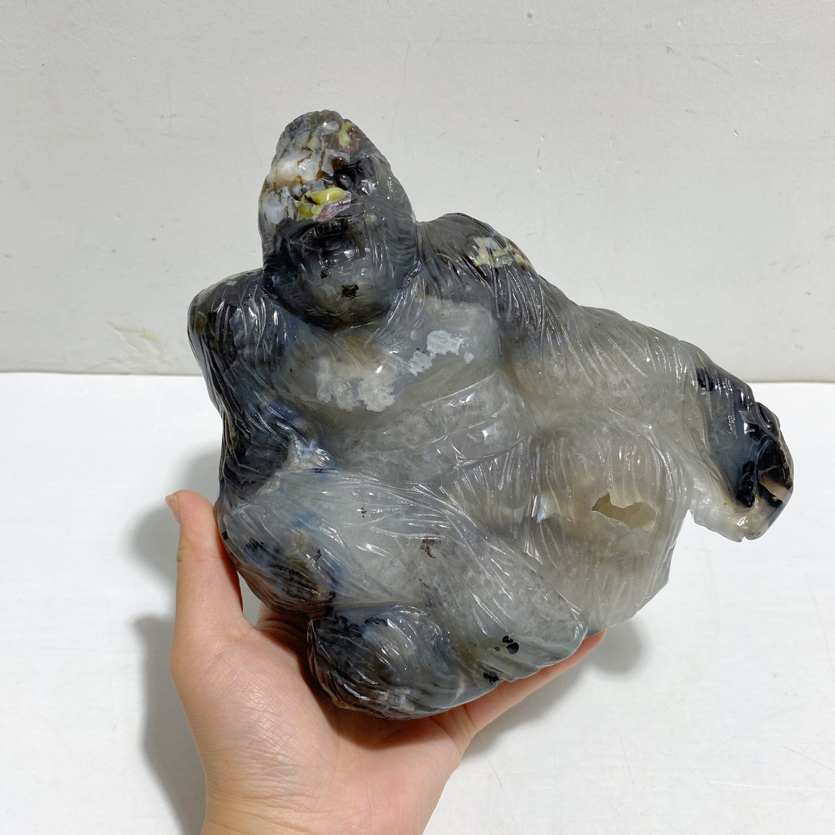 Unique Volcano Agate King Kong Ape Carving #6