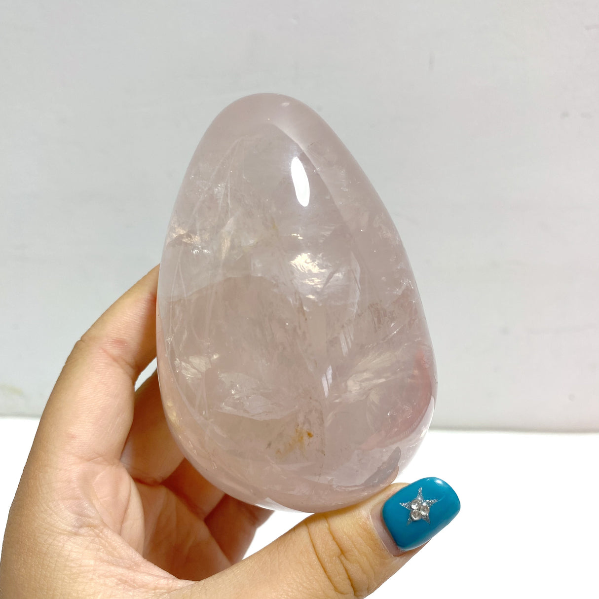 12 Pieces Six Star Line Rose Quartz Eggs With Rainbow