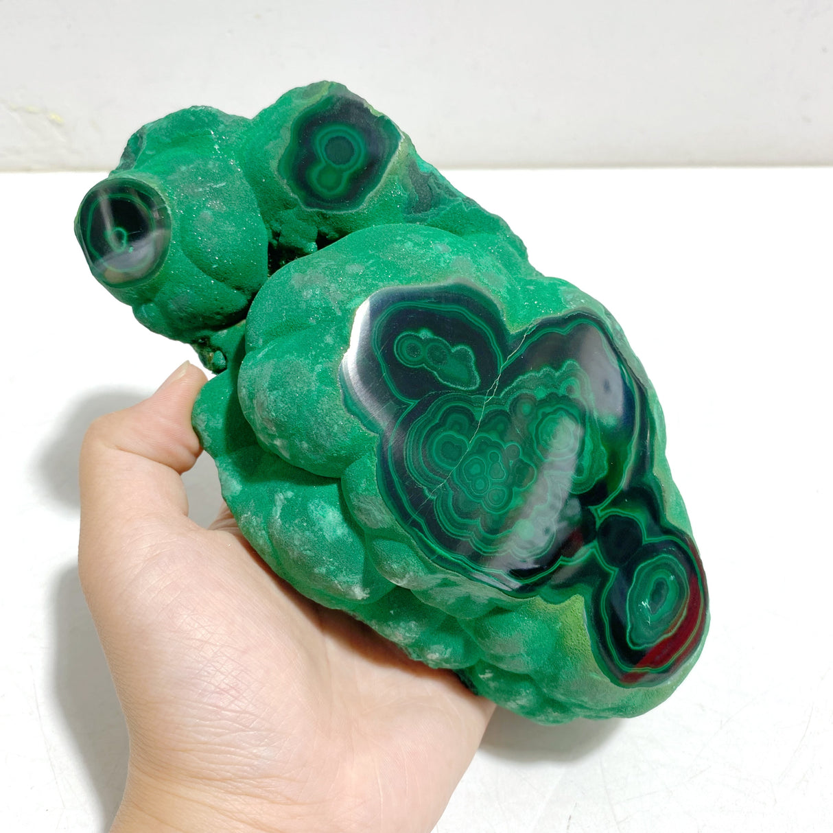 Unique Malachite Raw Bottom With Stand