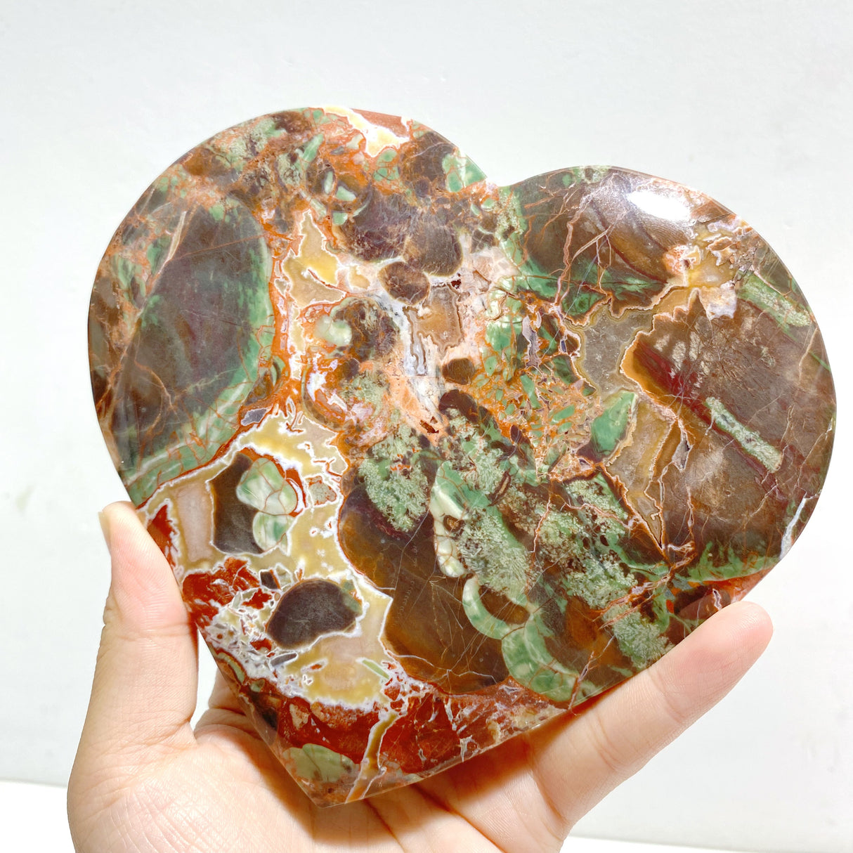 5 Pieces Large Money Agate Heart With Stand
