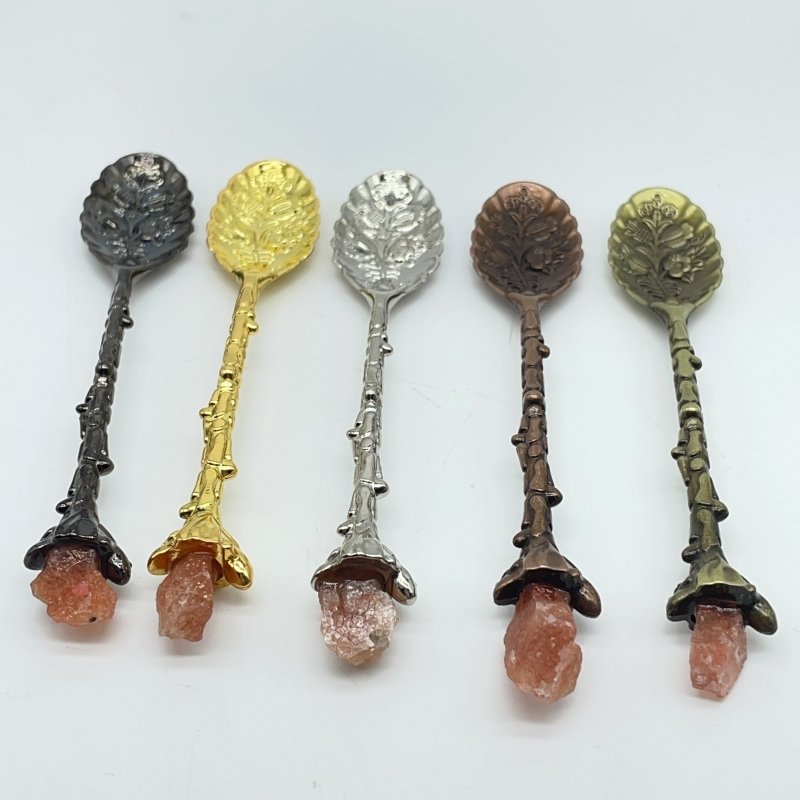 5 Colors Coffee Spoon With Sunstone Raw Stone Wholesale -Wholesale Crystals