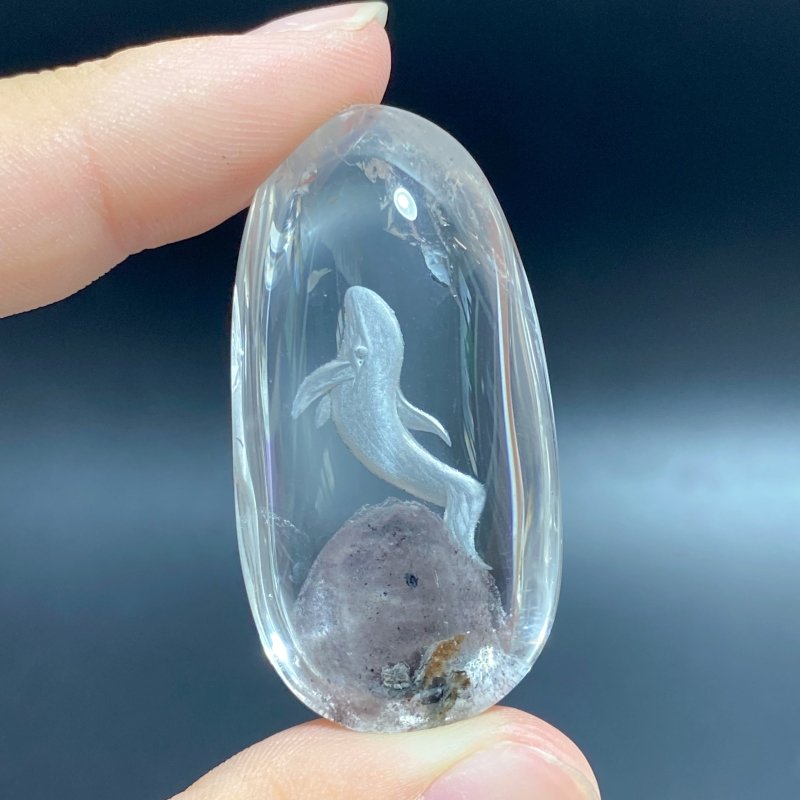 5 Pieces Beautiful Dolphin Garden Quartz Inner Scene Carving -Wholesale Crystals