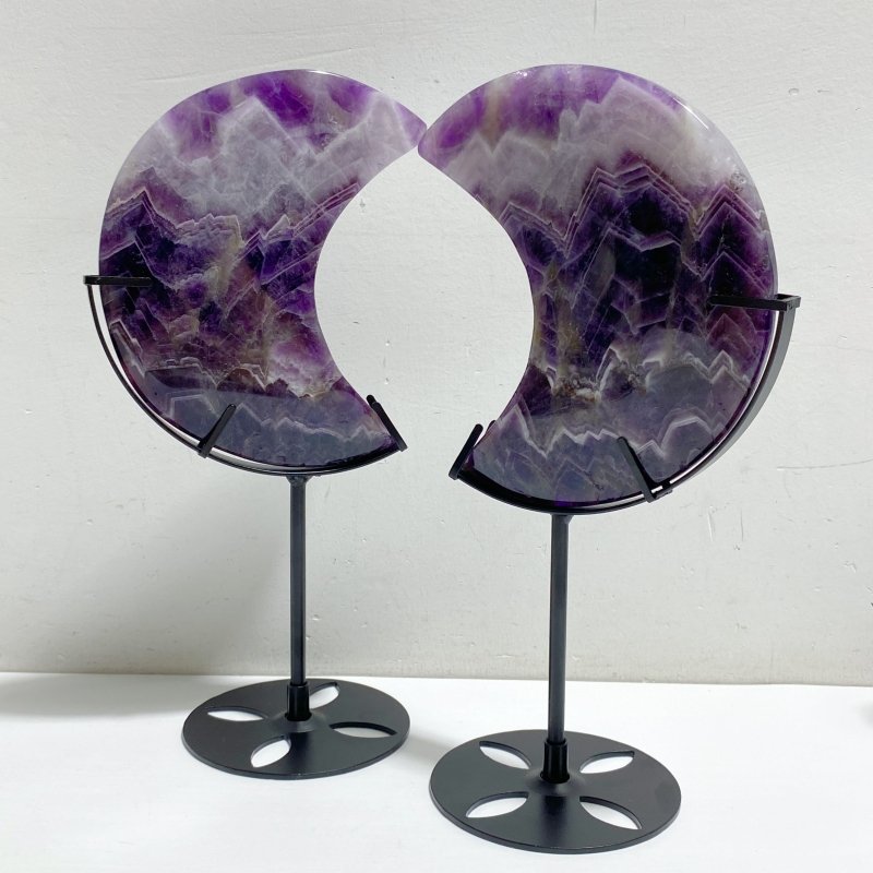 5 Pieces Chevron Amethyst Moon With Stand -Wholesale Crystals
