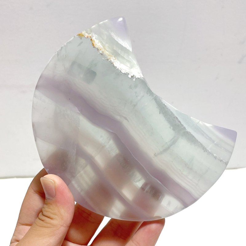 5 Pieces Fluorite Moon Carving With Stand - Wholesale Crystals