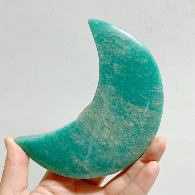 5 Pieces Large Amazonite Moon Carving With Stand -Wholesale Crystals