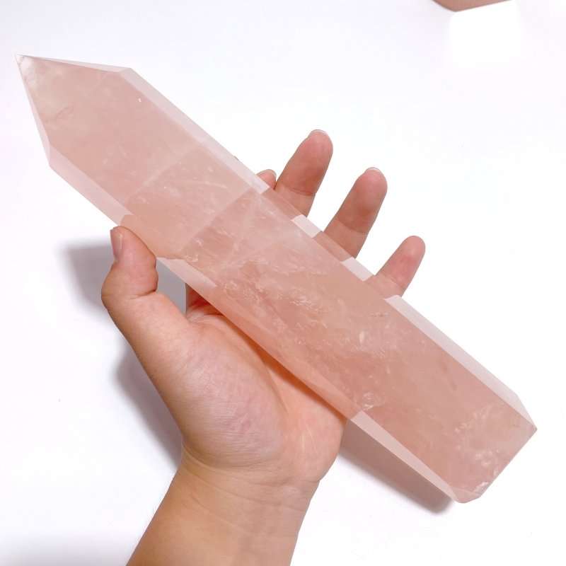 5 Pieces Large Madagascar Deep Pink Rose Quartz Points - Wholesale Crystals
