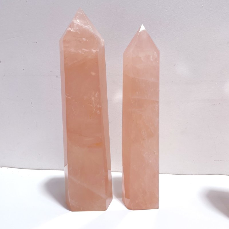 5 Pieces Large Madagascar Deep Pink Rose Quartz Points - Wholesale Crystals