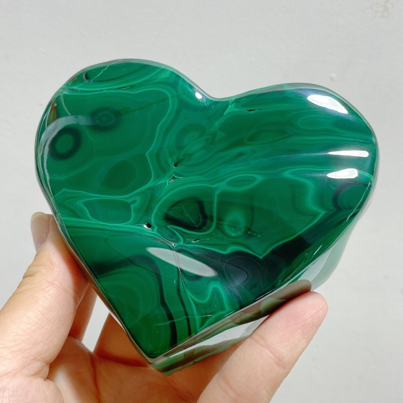 5 Pieces Large Malachite Heart Raw Bottom -Wholesale Crystals