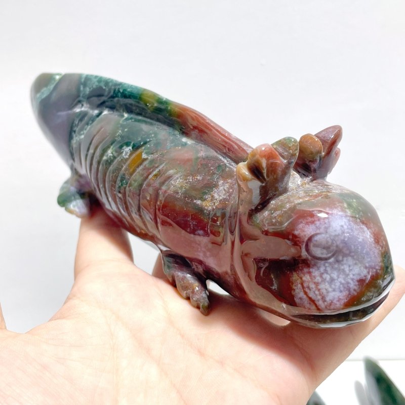 5 Pieces Ocean Jasper Chinese Giant Salamander Carving - Wholesale Crystals