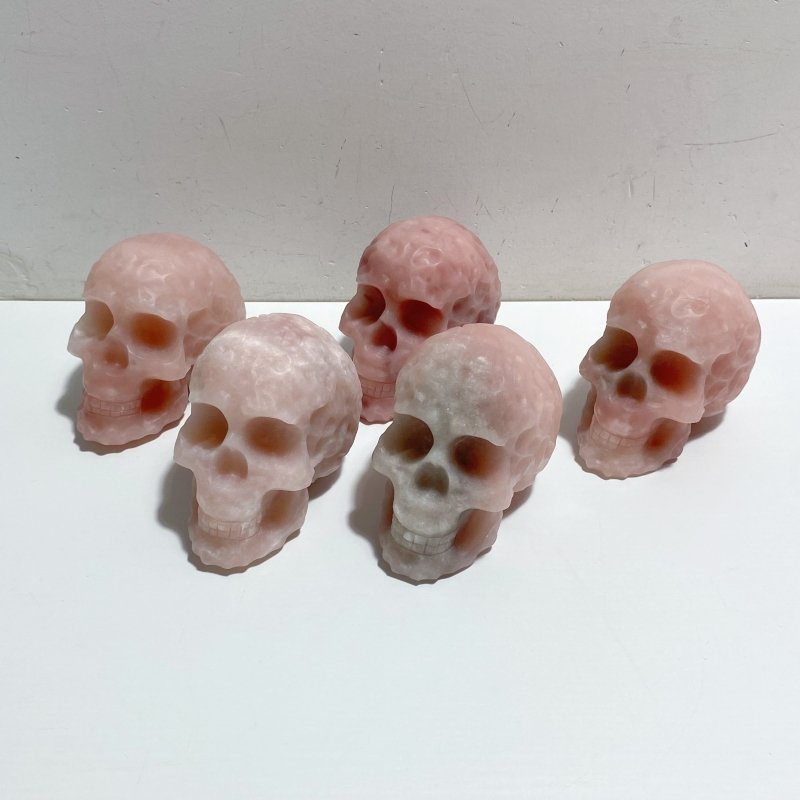 5 Pieces Pink Opal Skull Carving -Wholesale Crystals