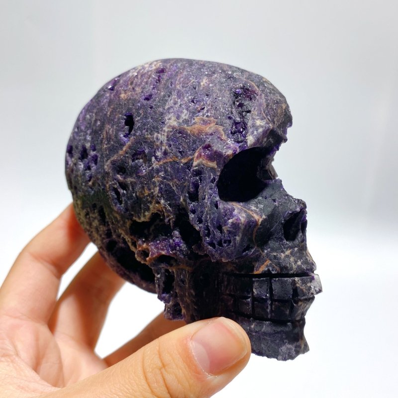 5 Pieces Purple Fluorite Skull Carving - Wholesale Crystals