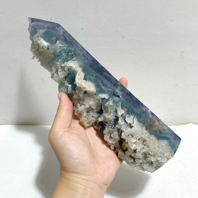 5 Pieces Rainbow Fluorite Raw Side Four-sided Tower Point -Wholesale Crystals