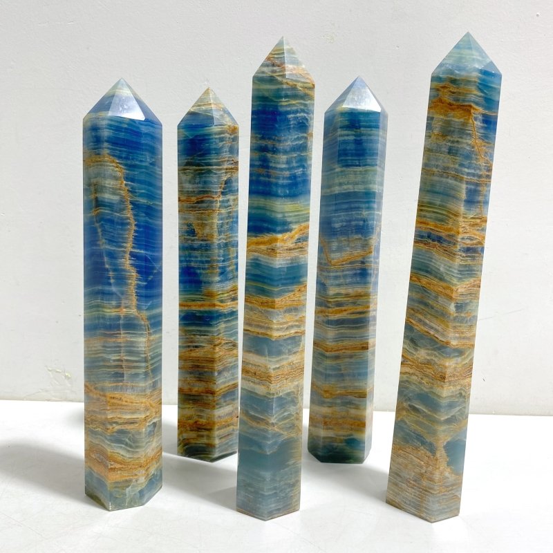 5 Pieces Tall High Quality Blue Onyx Point -Wholesale Crystals