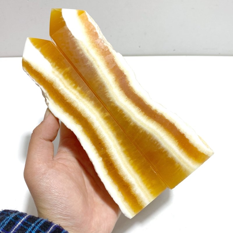 5 Pieces Yellow Calcite Points Raw Side - Wholesale Crystals