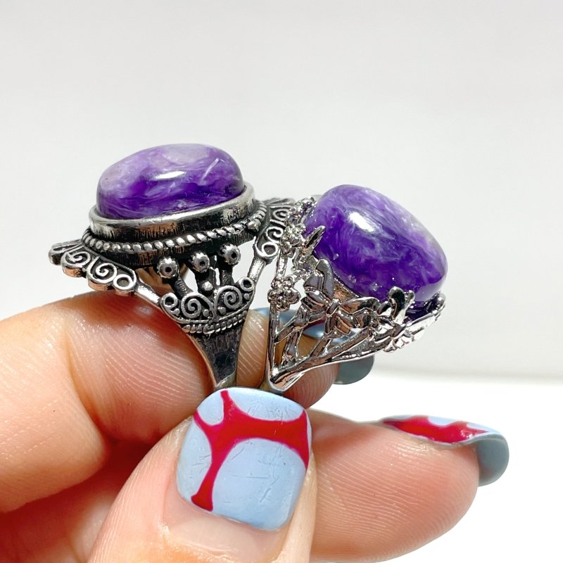 50 Pieces Charoite Different Styles Ring 3 - Wholesale Crystals